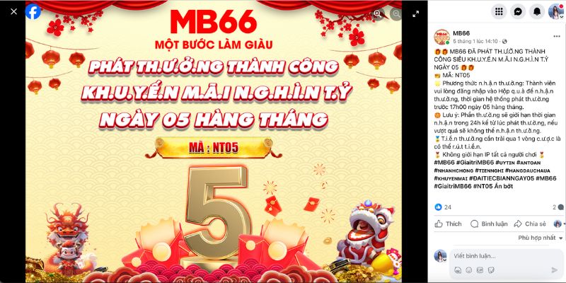 Chương trình ưu đãi được thông báo trên kênh Fanpage của chúng tôi