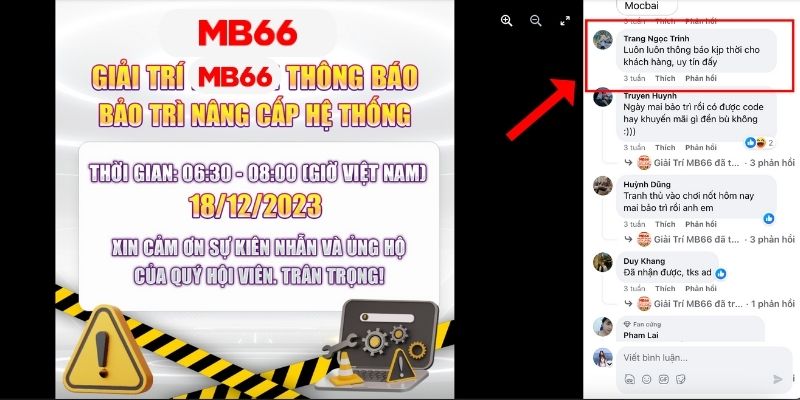 MB66 lúc nào cũng bảo trì nhanh và được khách hàng phản hồi tích cực