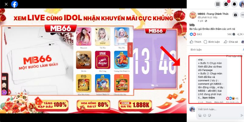 Hướng dẫn nhận khuyến mãi ngay trên bình luận của buổi live
